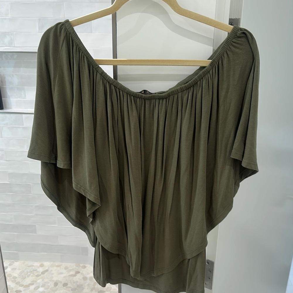 James & Joy Olive Green Pleated Top